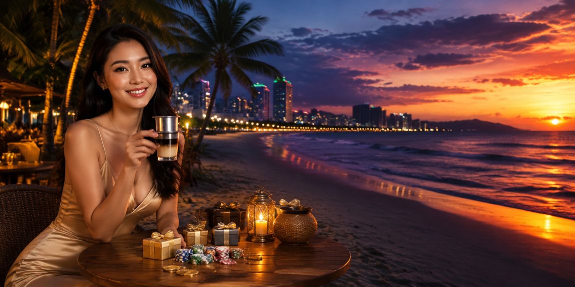 Người dùng VIP tại Đà Nẵng nhâm nhi cà phê trong khi kiểm tra voucher ưu đãi r888